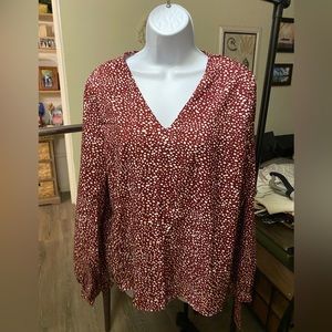 SHEIN cranberry and cream blouse . Size L